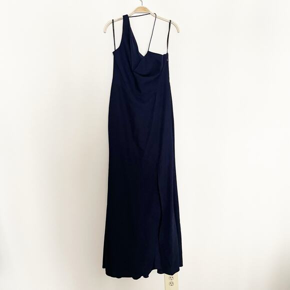 NWT AFTER SIX ONE-SHOULDER DRAPED COWL-NECK MAXI DRESS style 6849 midnight 10 - Picture 3 of 8
